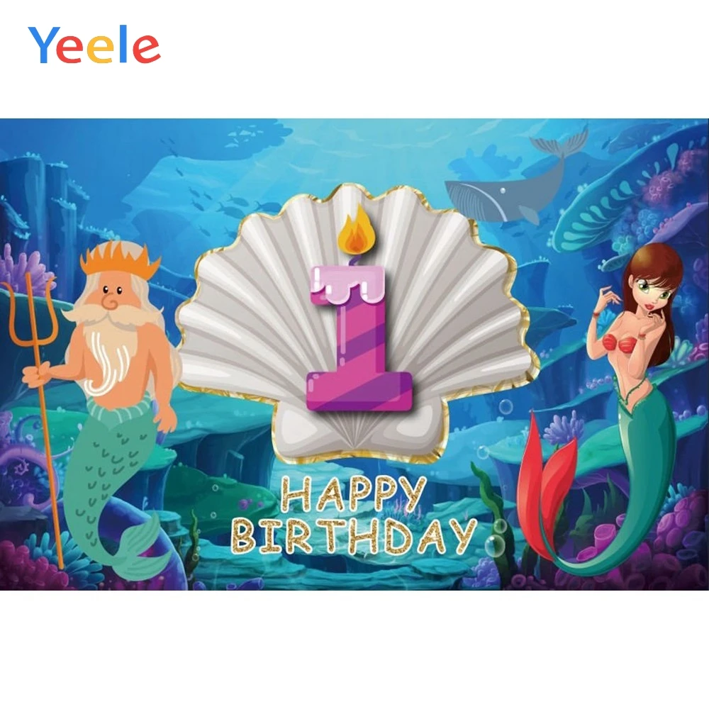 

Yeele Vinyl Fish Mermaid Ocean Prince Princess Birthday Party Photography Backdrop Children Photographic Background Photo Studio