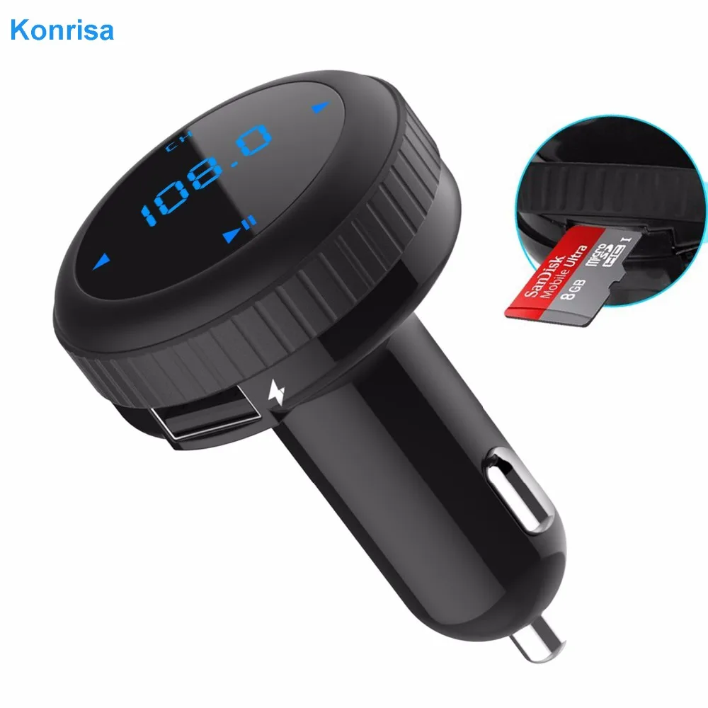 

Handsfree Car Kit FM Transmitter Modulator Bluetooth 4.2 Car MP3 Player LED Monitor Dual USB Support TF Card USB Flash Driver