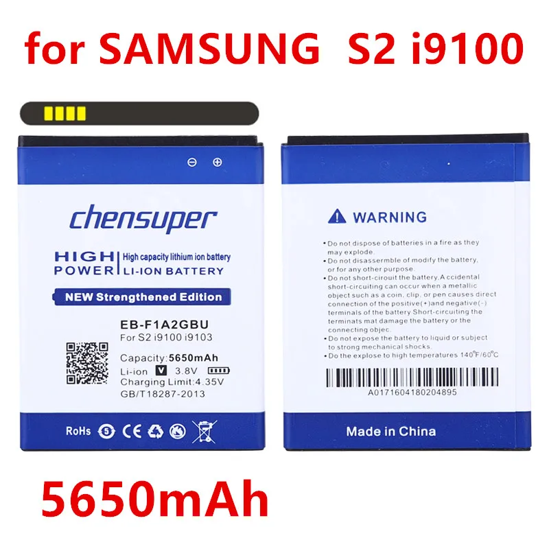 Новая батарея chensuper 100% новая 5650 мАч для SAMSUNG Galaxy S2 I9100 9100 i9100g i9103 i9105 I9108 i9050 i9188 EB