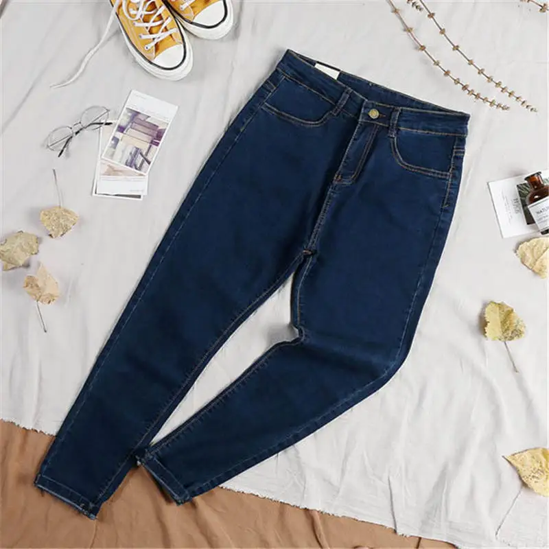 Джинсовые женские джинсы размера плюс 4XL, узкие брюки, винтажные джинсы с высокой талией, женские повседневные уличные джинсы, черные джинсы для мам, Mujer Q1587