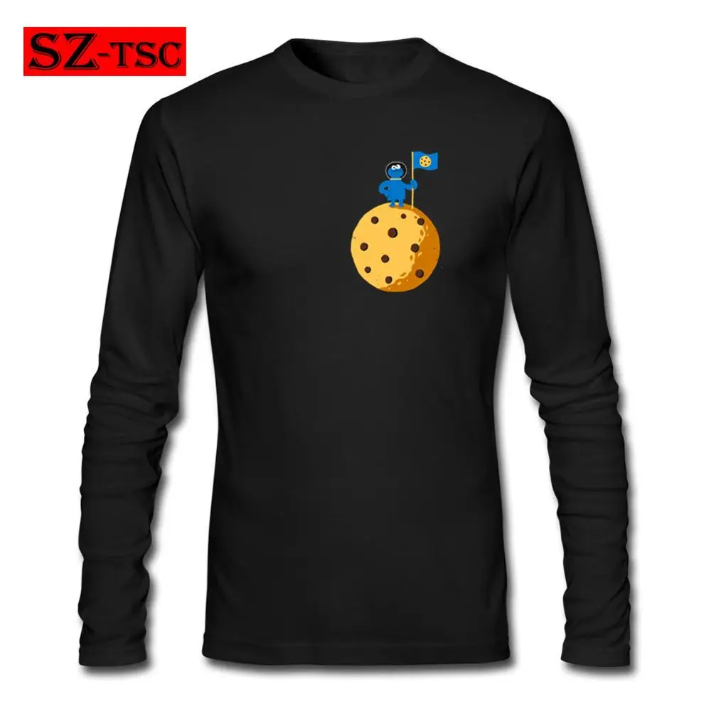 

Cookie Monster t shirt Occupy the Moon Design T Shirt Cookie Moon O-Neck tshirt Men Hot Selling Teenage Funny Shirt Long Sleeves