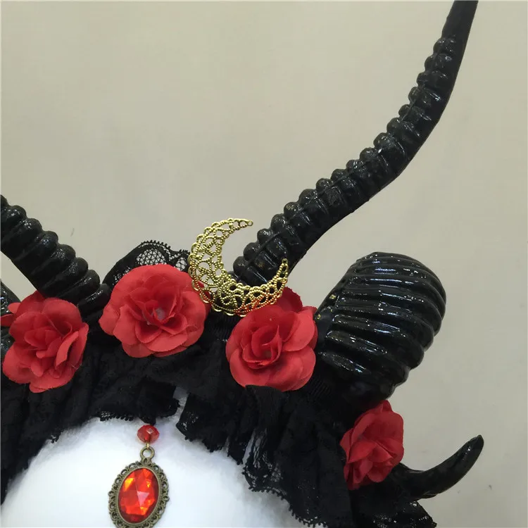 Ободок с рогом Gothicpunk Ram аксессуар для волос в стиле стимпанк Луной рожковый