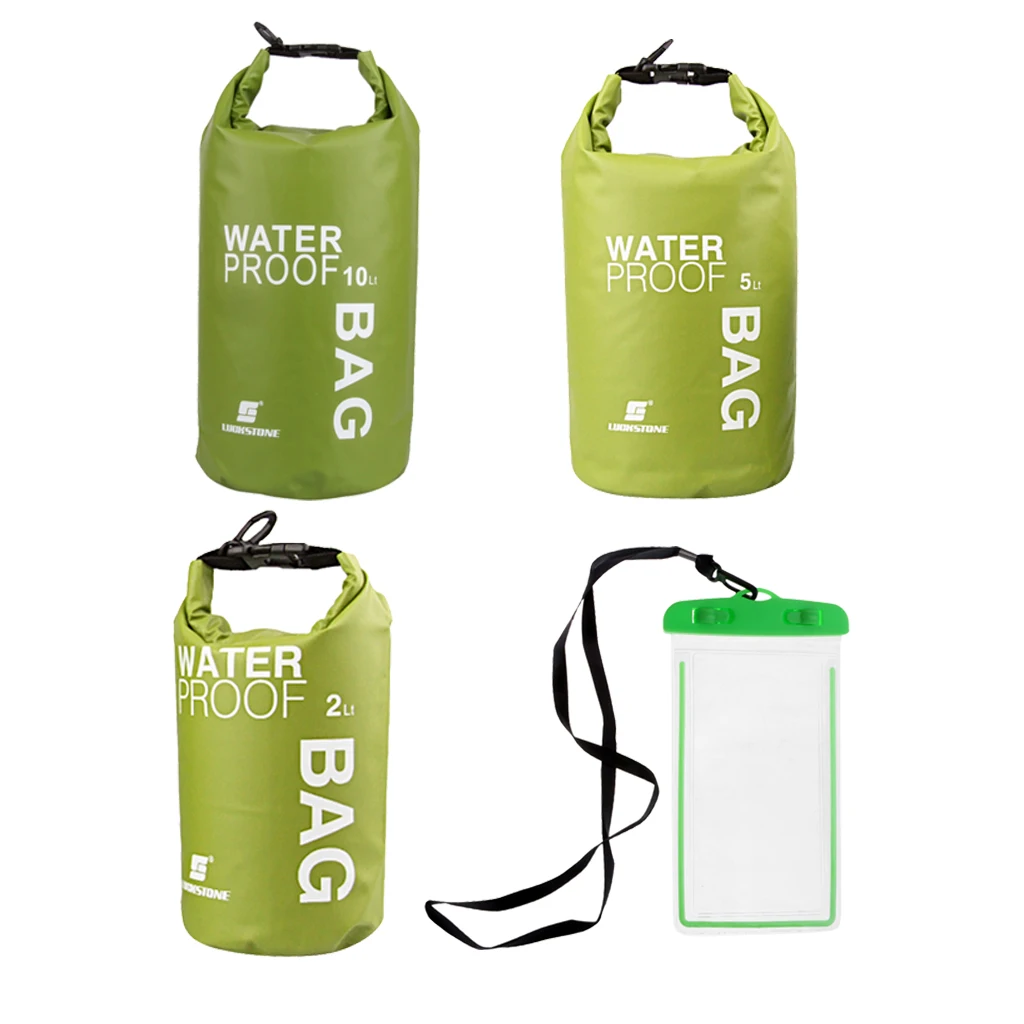 10L 5L 2L Waterproof Dry Bag& Phone Pocket Storage Gear Sack Wet Dry Bag Backpack Kayak Duffel Cellphone Pouch