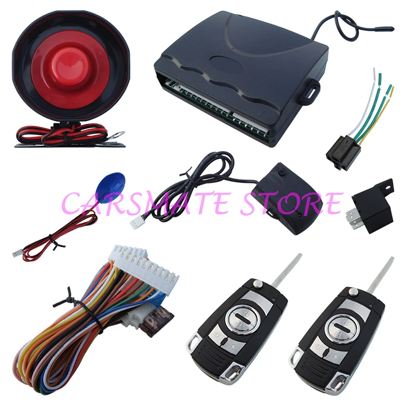 

Universal One Way Car Alarm System With Flip Key Remote Central Lock / Trunk Release With LED Status Indicator Carsmate