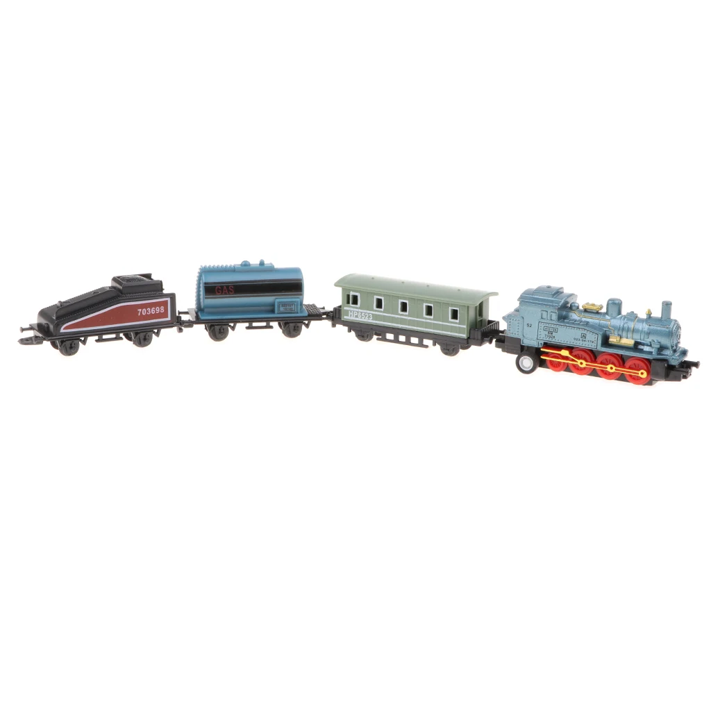 Kids Children's Pull Back Diecast Vehicle Set, Mini Alloy Vintage Steam Train Toy Gift Party Favors - Blue