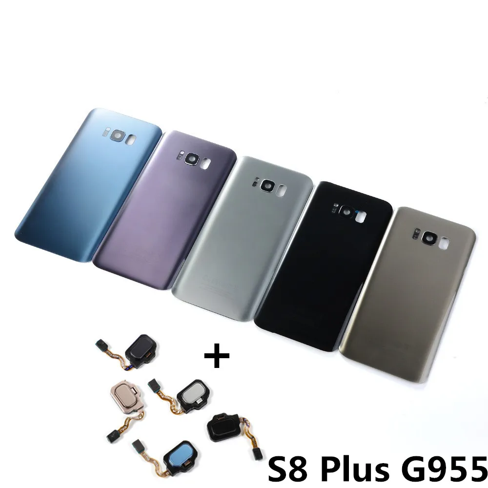 

For Samsung S8 Plus G955 Housing Battery Glass Back Cover+Home Button Touch Fingerprint Sensor Flex Cable(G955 All versions)