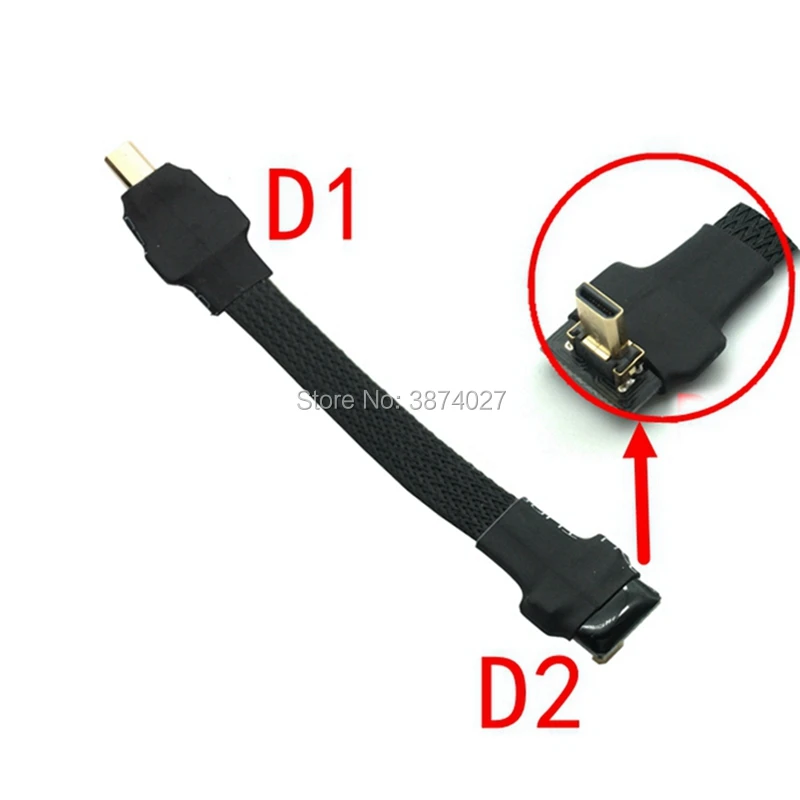 D2 10cm 20cm 30cm 50cm FPC Ribbon Flat Micro HDMI 2.0 type D shielded FPV Cable for HD Multicopter Aerial Photography