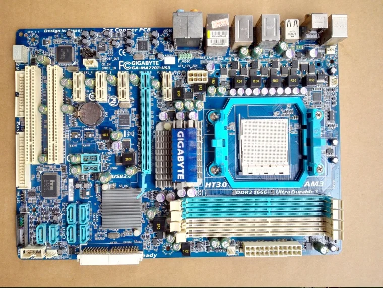 Оригинальная материнская плата для Gigabyte GA MA770T US3 DDR3 AM3 с твердотельным