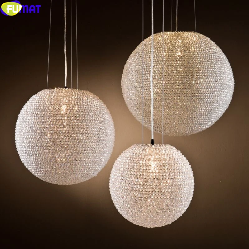 8005 FUMAT Crystal K9 Ball Pendant Lamps Loft RH Amarican Ins  Style E14 LED Globe Light For Children's Room  Mall Restaurant