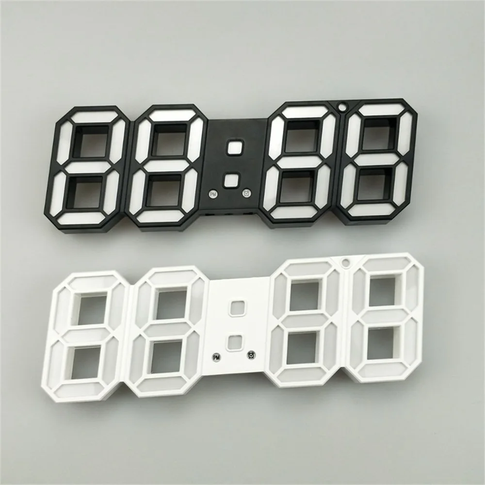 Цифровые часы 3D светодиодный Будильник Повтор настольного будильника Подвесные часы 12/24 часовой календарь термометр домашний декор