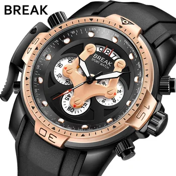 

BREAK Men Quartz Wristwatches Fashion Sport Watch Auto Date 30M Waterproof Clocks Man Relogio Masculino Male Brand Watches 2018