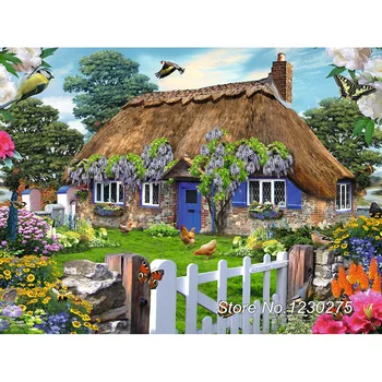 

Needlework Diy Diamond Painting Cross Stitch garden house Full Rhinestone Diamond Embroidery Patchwork Mosaic Kit BD716