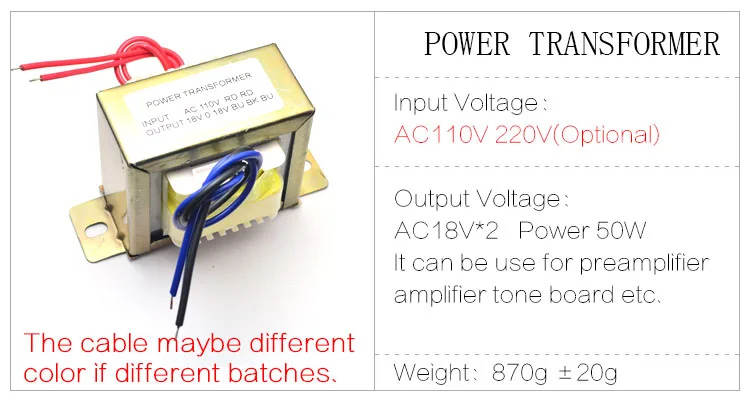 CIRMECH Dual ac 18 в 50 Вт квадратный EI трансформатор для предусилителя усилитель тон доска использовать 110 В 220 В опционально
