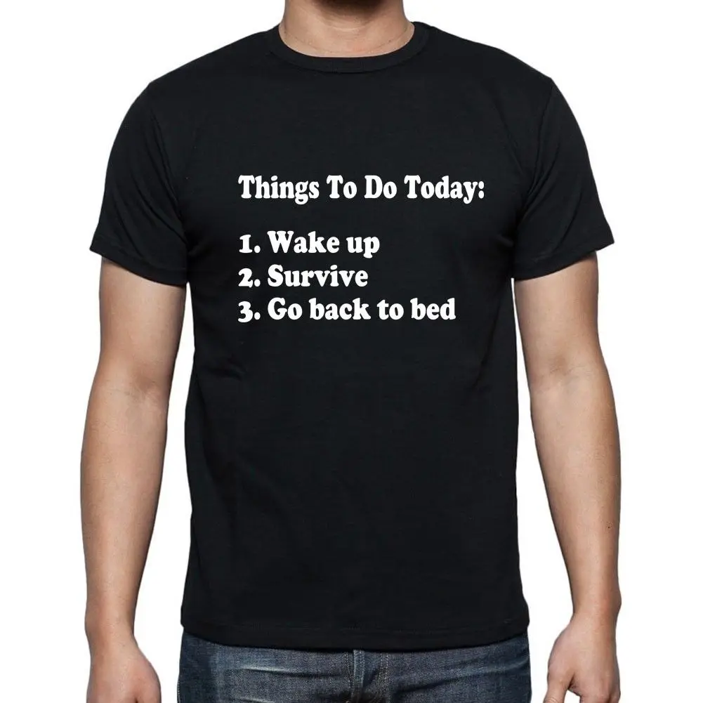 Things To Do Today Black Подарочная футболка Мужская черная Хлопковая мужская Футболка с