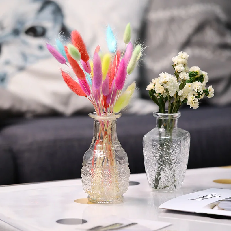 

Europe Vintage Glass Vase Ornament Creative Tabletop Glass Flower Vase Hydroponics Plant Flower Vase Bottle for Home decoration