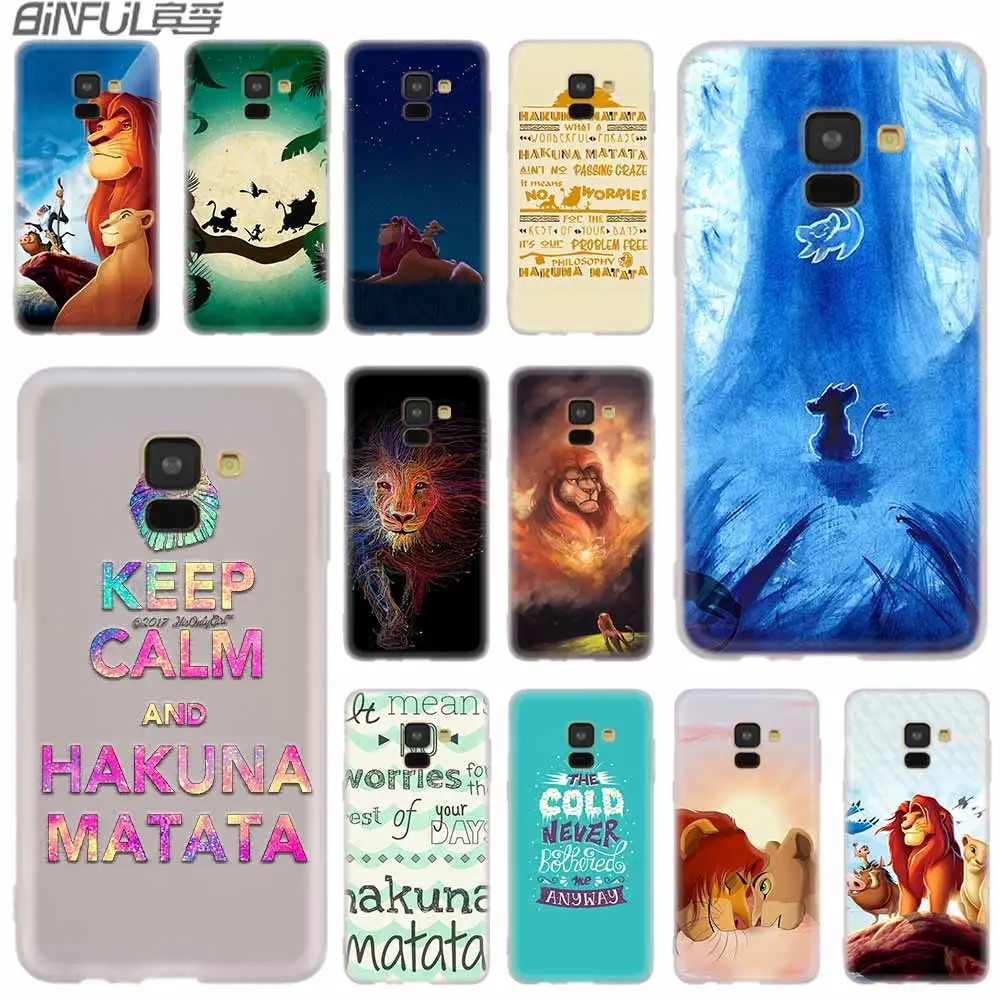 

Cover Silicone case For Samsung Galaxy A6 A8 A9 A7 A5 A3 Plus 2018 2017 2016 2015 A6S Star Cartoon lion king