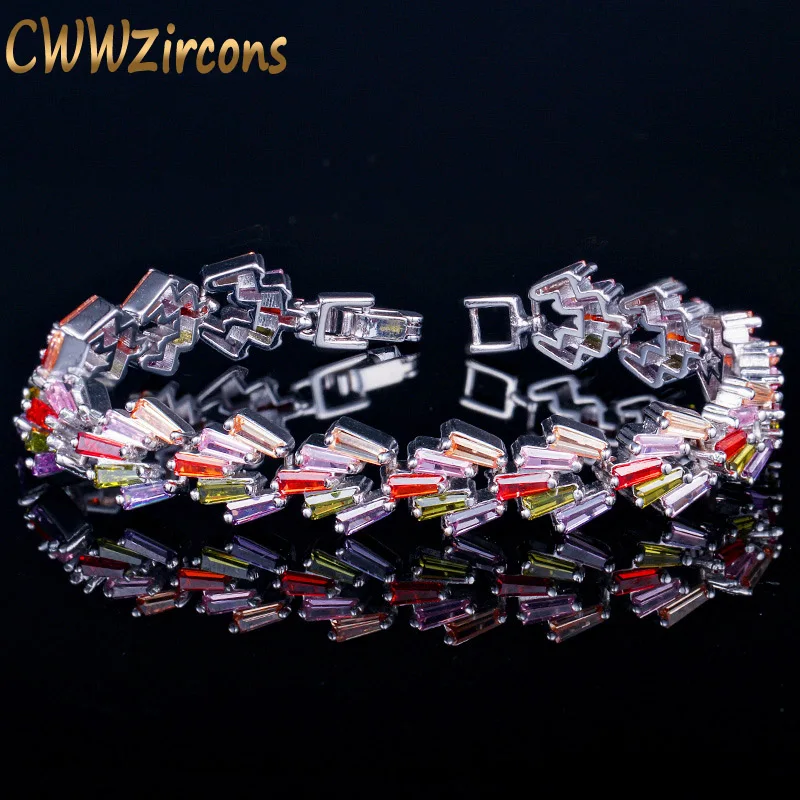 CWWZircons роскошные серебряные цветные трапециевидные разноцветные кубические