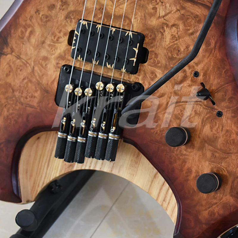 Электрогитара без головок ebony fanned fret гитара ash body Camphor Burl top бесплатная доставка up