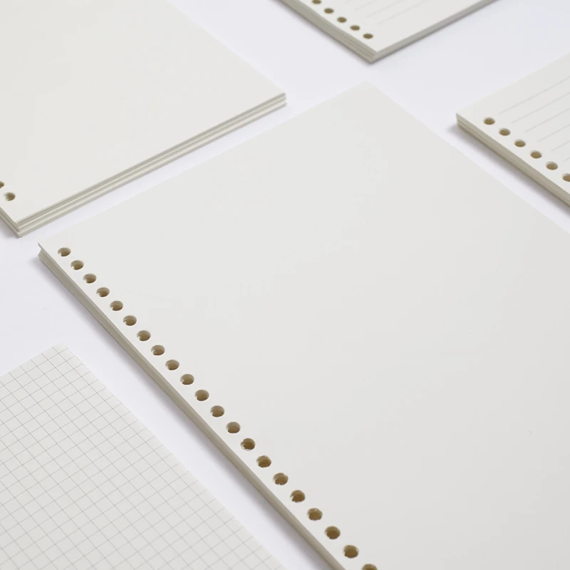 45 sheets A4 30 holes, A5 20 holes, B5 26 holes woodfree paper, lined