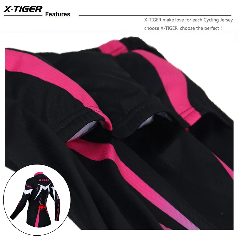 X-Tiger Woman Pro Long Sleeve Spring Pro Cycling Jerseys MTB Bike Clothing Breathable Bicycle Clothes Uniform Maillot Ciclismo cycling shirt