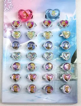 

FREE shipping EMS - Wholesale - 600 pc / 20 boxes Cartoon princess Elsa Anna Plastic Rings, kid ring - Brand New