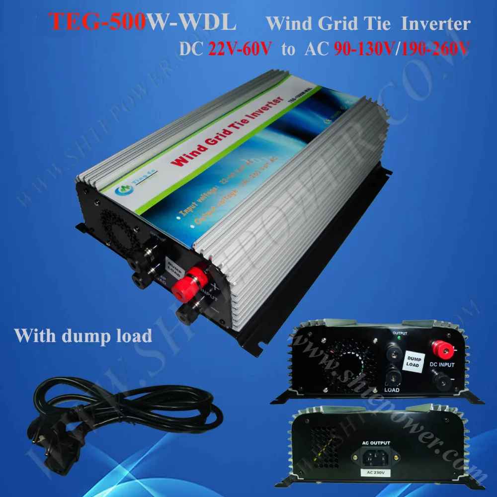 

500W wind system inverter on grid tie 48V 60V DC to 110V 120V 220V AC with dump load