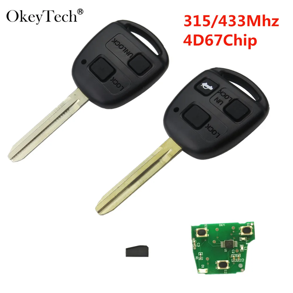 

Okeytech 315/433MHz 4D67 Chip 2 or 3 Buttons Car Remote Key For Toyota Camry Prado Corolla Auto Remote Control CAMRY 304 60030
