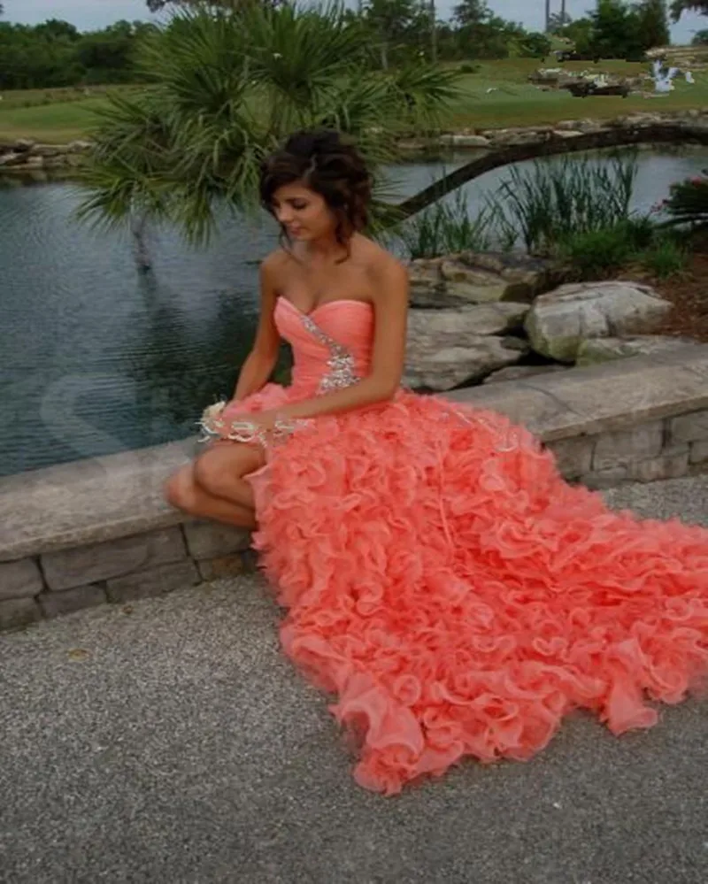 Popular Coral High Low Prom Dress Buy Cheap Coral High Low Prom Dress Lots From China Coral High