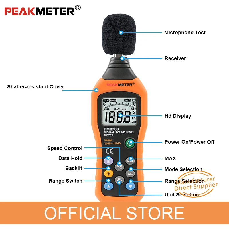 Self-Calibrated Noise Decibel Meter Tester Measuring Range 30-130dB with Max/Min Hold Function for Industry and Daily Life Küchenks Digital Sound Level Meter Self-Calibrated Noise Decibel Meter Tester Measuring Range 30-130dB with Max/Min Hold Function for Industry and Daily Life Küchenks Digital Sound Level Meter