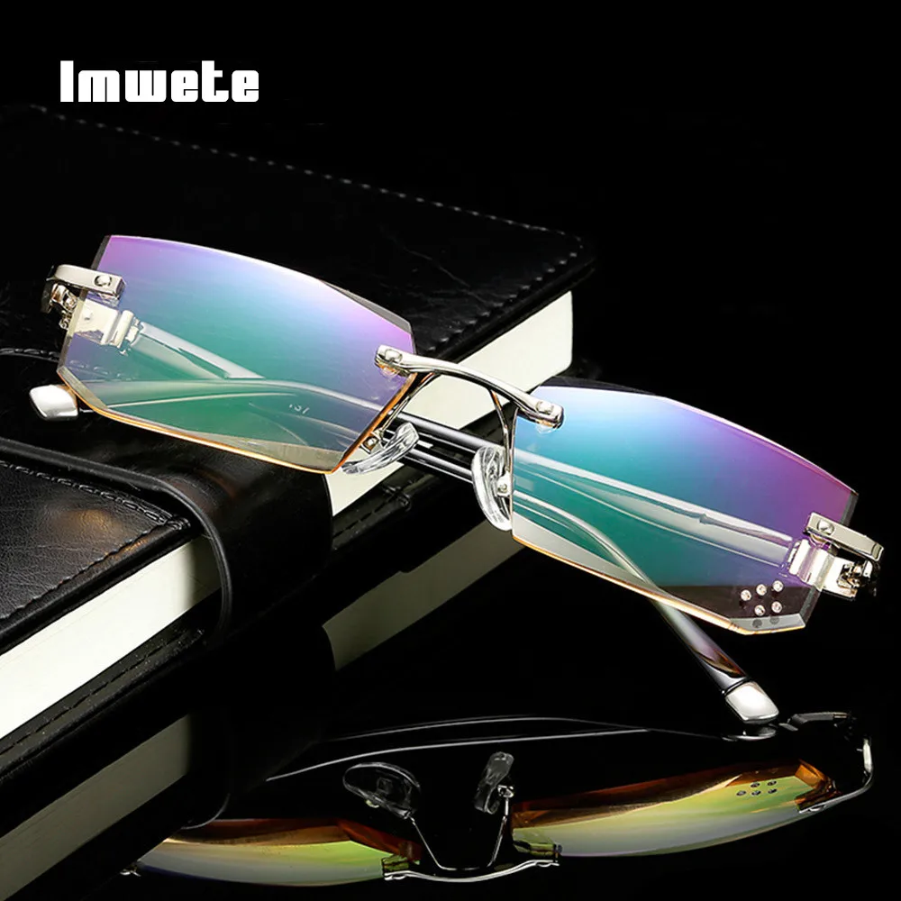 

Imwete Rimless Reading Glasses Men Women Classic Diamond Frameless Sunglasses Hyperopia Presbyopic Eyewear HD lens Shades