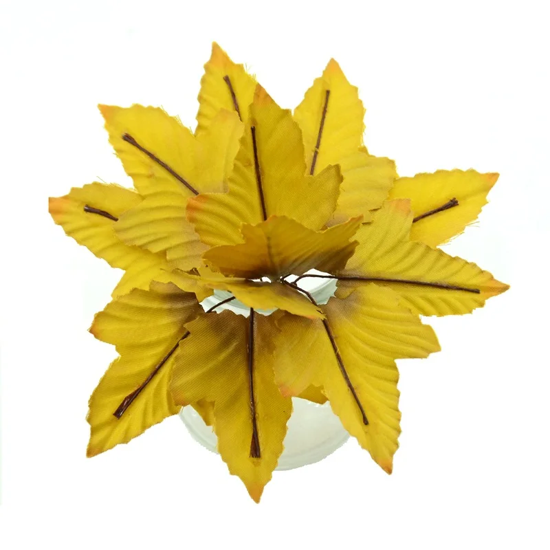 Party Holiday Artificial leaf Christmas decor Scrapbook DIY Silk Leaves Ribbon