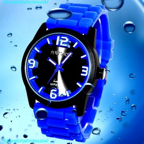 FW848E Black Dial Water Resist Silicone Blue Band 100% Tested 3ATM Fashion Watch