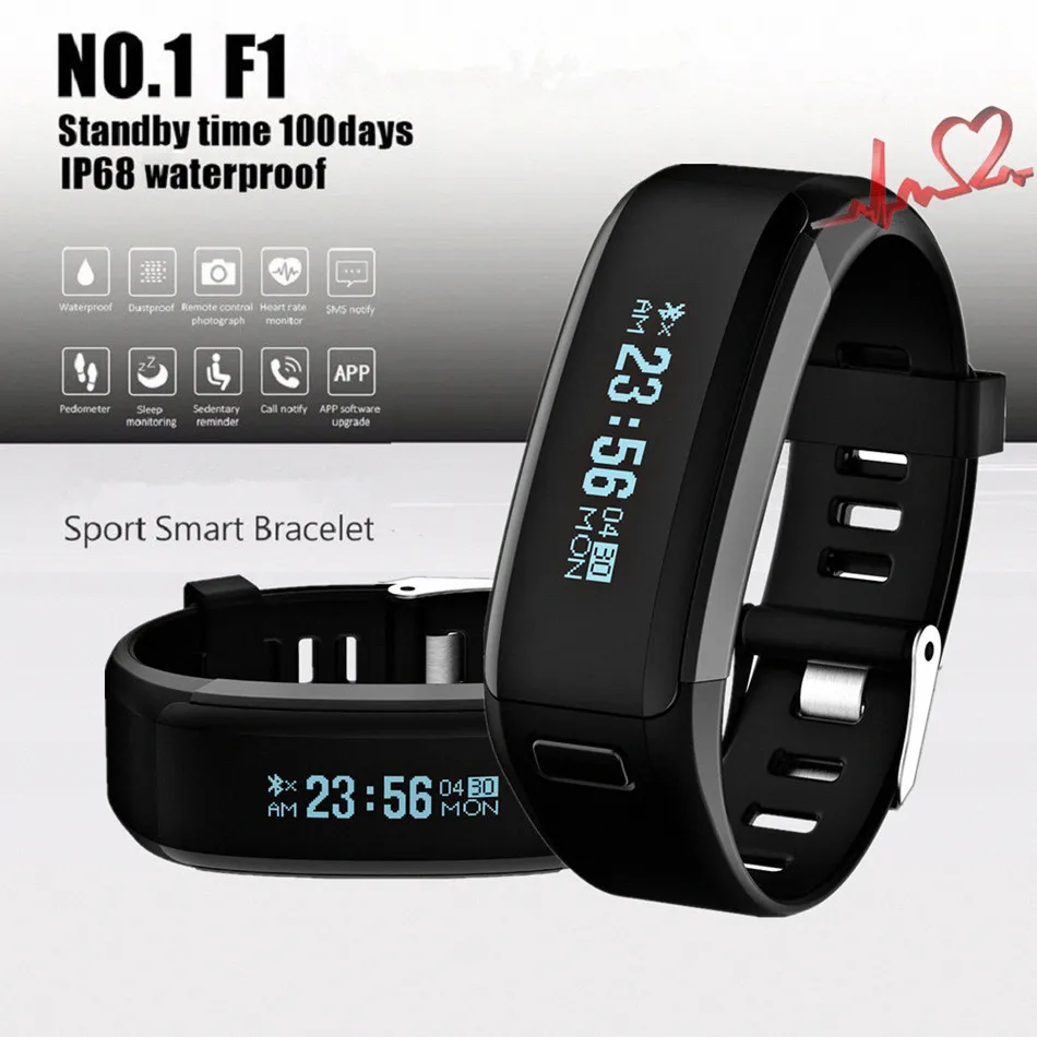 Original NO 1 F1 Smartband Smart Wristbands Sport Band Intelligent Bracelet Calls Reminder Heart Rate Monitor