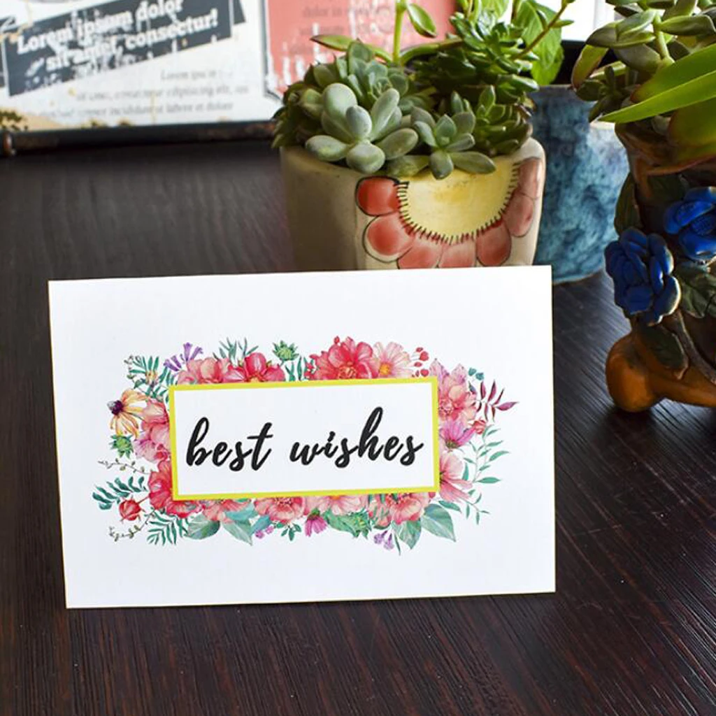  Set of 24 Best Wishes Cards with Envelopes Wedding Birthday Christmas Reception Party Greeting Card - 32968656144