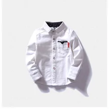 Повседневная рубашка для мальчиков на весну-лето, хлопок, высокое качество, белые блузки для детей 2-8 лет