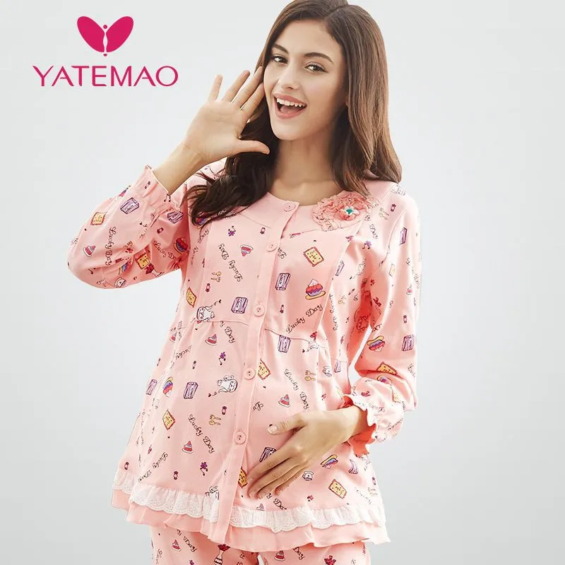 YATEMAO Pregnant Maternity Pajamas Nursing Pajamas Set Sleep Clothes