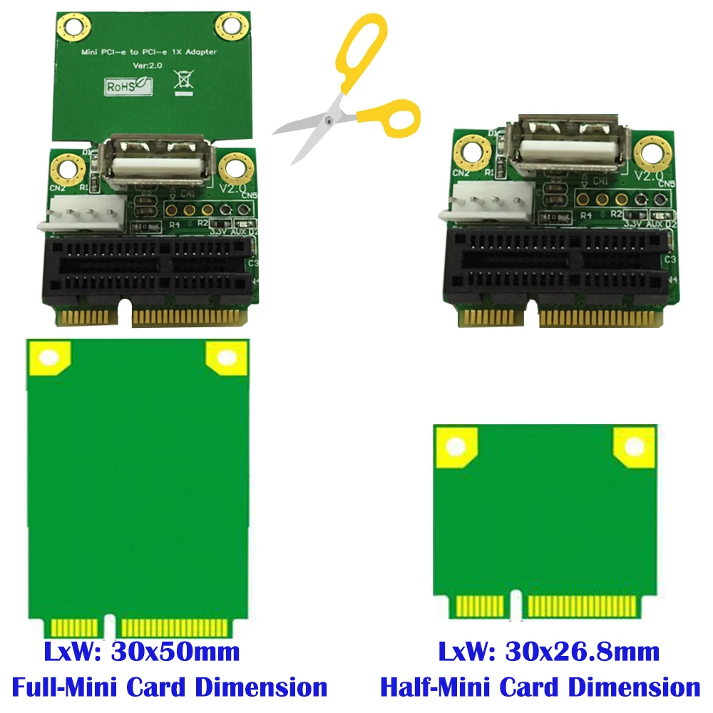 XT-XINTE PCI-E 1X до половины/полный мини PCI-E адаптер конвертер мини-адаптер PCIe с 4Pin на SATA кабель питания для WindowsXP/7/8/10