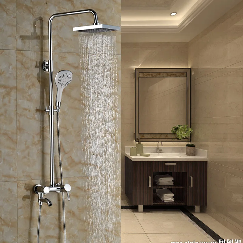 

Bathroom Shower Mixer Taps 8" ABS Shower Head Wall Mounted Polished Chrome