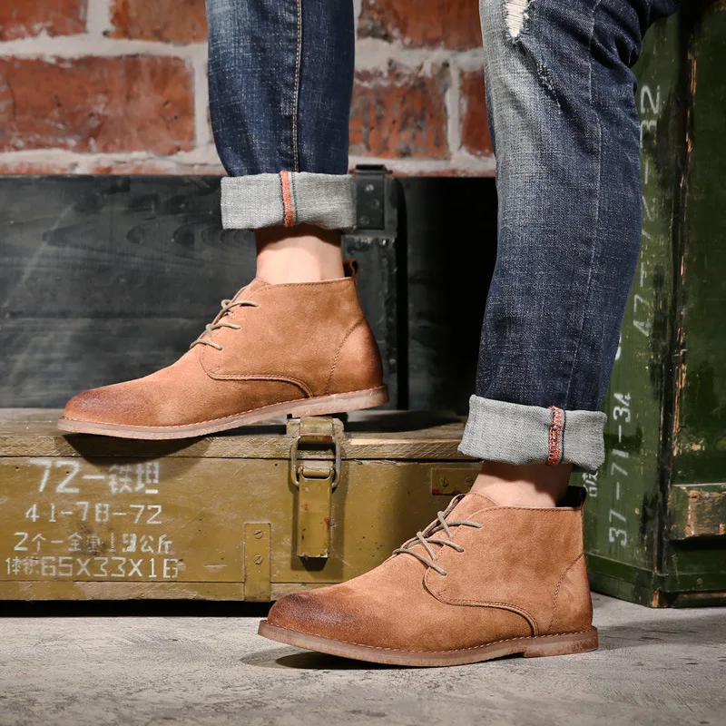

Luxury Brand genuine leather Autumn Winter Men Chelsea Boots Handmade Vintage Dress Shoes Dancing Footwear Motorcycle Boots