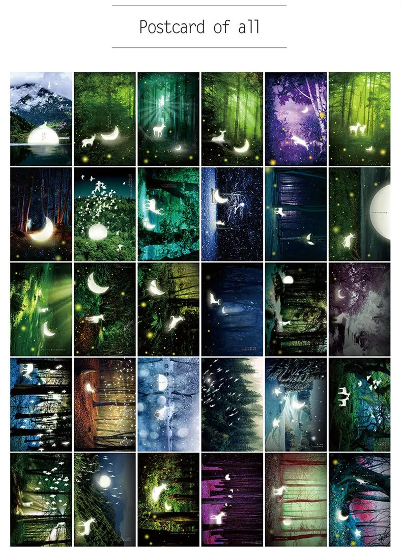 Olhando para a para a Luz Cartão de Mensagem de Saudação Cartão de Natal e Presentes Presentes de Ano 30 Folhas e set Luz Luminosa Cartão Cartão Postal de Ano Novo 6 30 folhasconjunto à procura de luz cartão