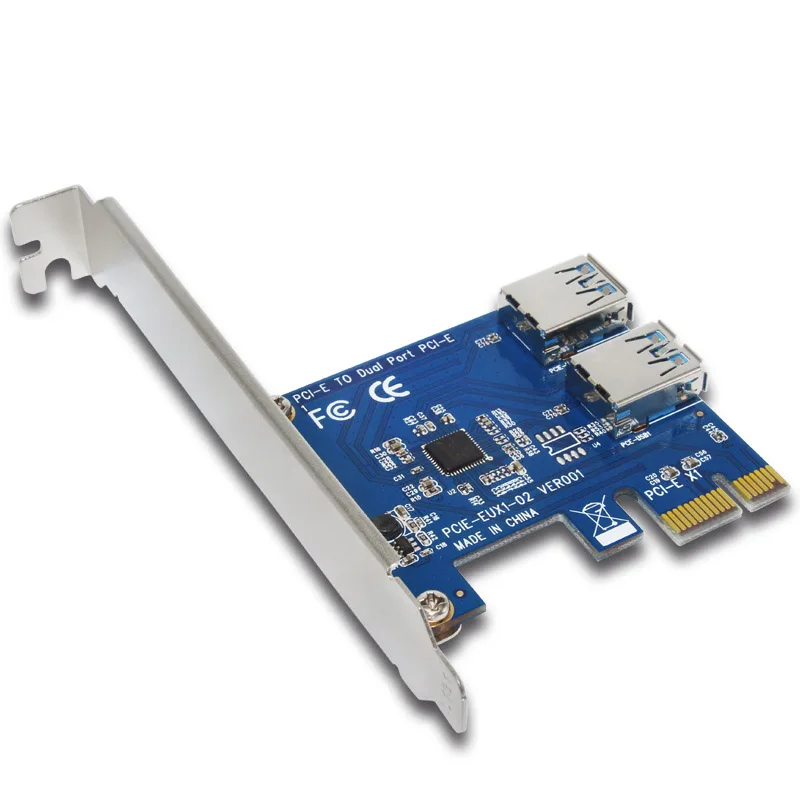 

New PCIE PCI Expansion Card Card To 2 Ports USB 3.0 HUB Controller Adapter Riser Cards For Bitcoin Mining Device EM88