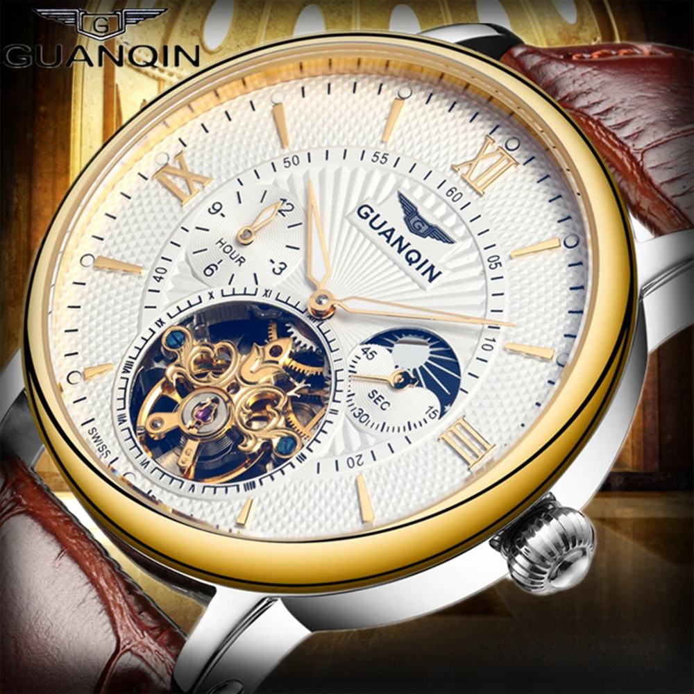 2018 GUANQIN توربيون الرجال التلقائي الميكانيكية ووتش الأعلى العلامة التجارية الفاخرة ووتش جلدية للماء الهيكل العظمي الساعات رجل ساعة 2018 GUANQIN توربيون الرجال التلقائي الميكانيكية ووتش الأعلى العلامة التجارية الفاخرة ووتش جلدية للماء الهيكل العظمي الساعات رجل ساعة