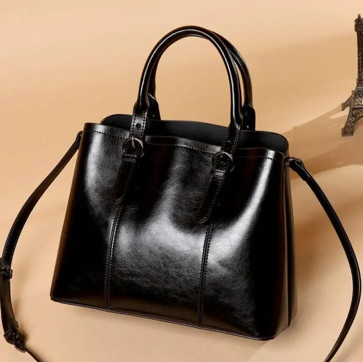 Женская сумка из натуральной кожи, сумки-мессенджеры для женщин, сумка через плечо, женские сумки через плечо - Цвет: Черный