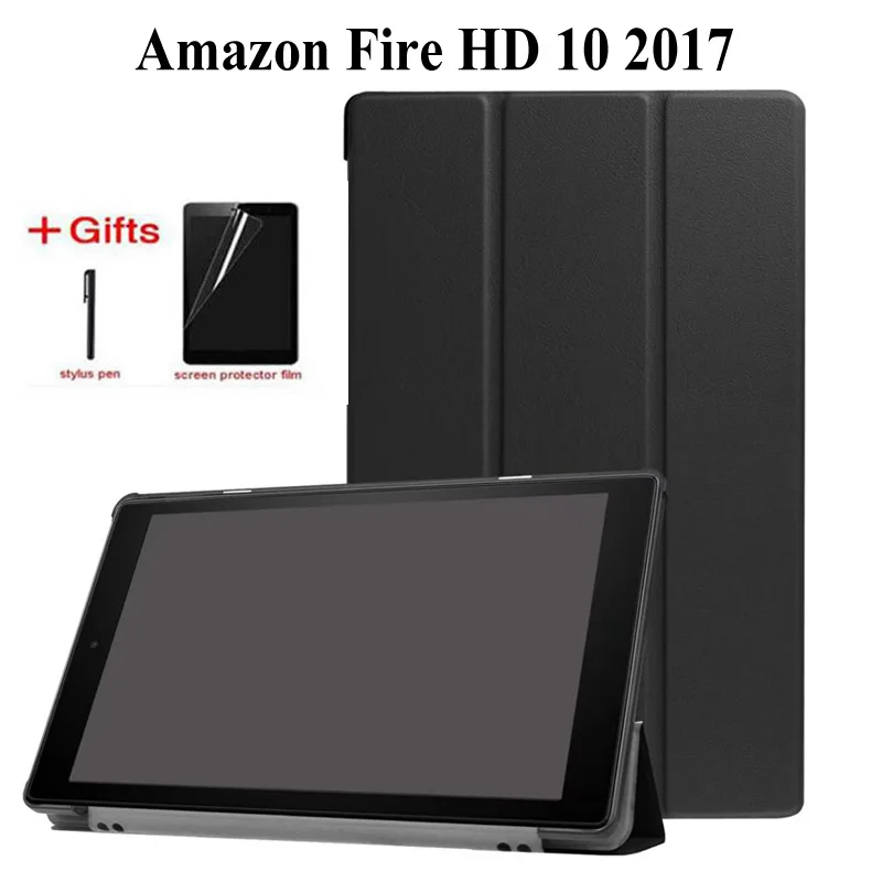 Ультра тонкий магнитный стенд из искусственной кожи чехол для Amazon Fire HD 10 HD10 10,1 дюймов планшет Авто спящий Чехол+ пленка+ ручка