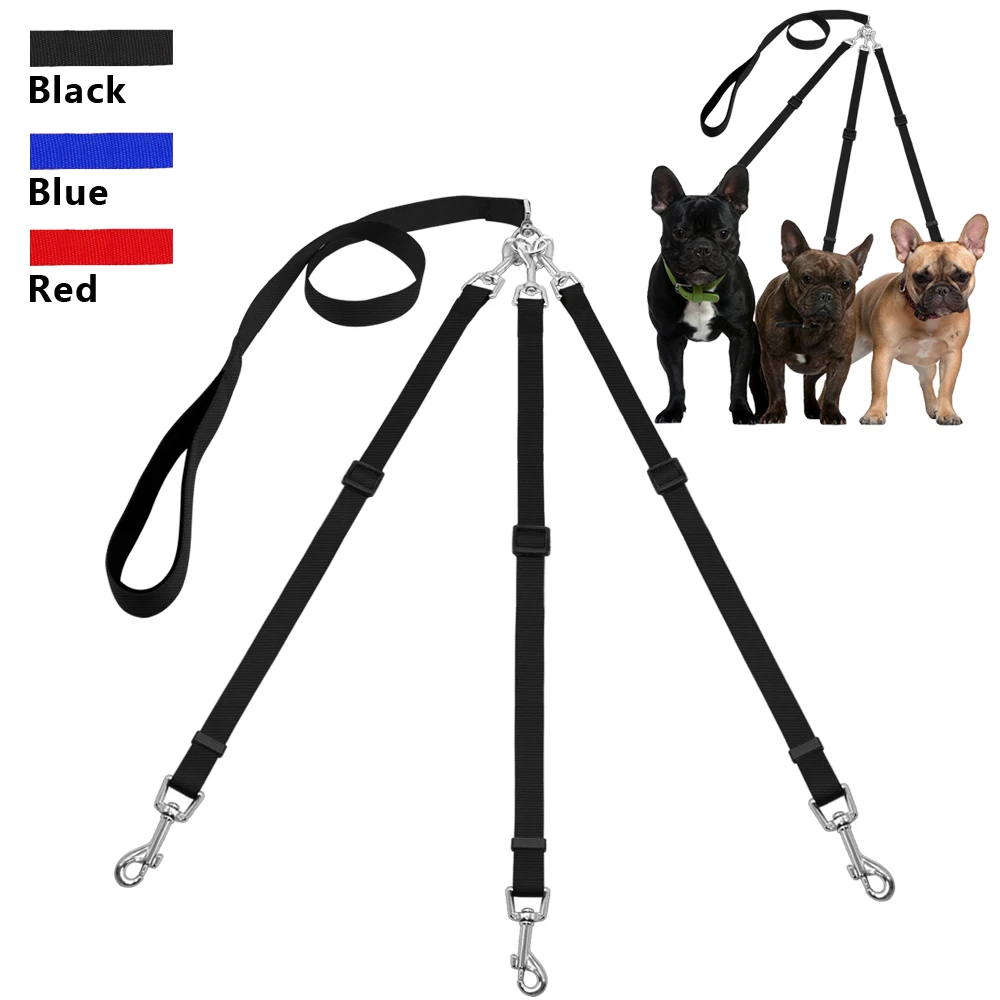 Three Way Dog Leash Triple Pet Leads No Tangle With Adjustable Detachable Dog Coupler for One,Two,Three Samll Medium Large Dogs