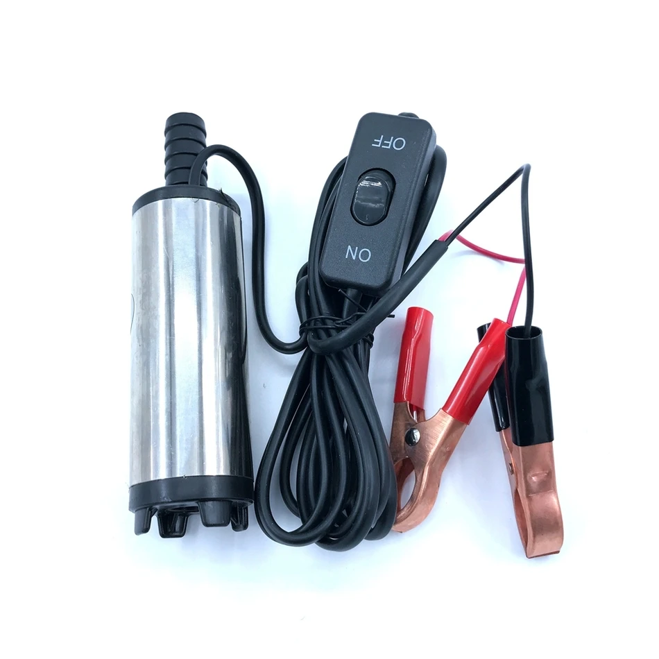 수중 디젤 연료 물 오일 펌프, 직경 38mm, 스테인레스 스틸, DC 12V, 24V, 12L/분, 40W, 자동차 캠핑 휴대용 스위치 포함