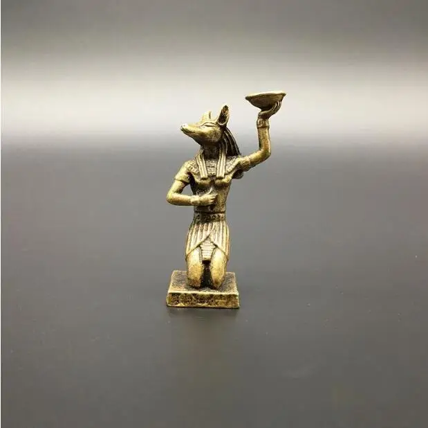 

Copper Statue Collection Chinese Brass Carved Anubis, An Ancient Egyptian Dog-headed Man Incense Insert Exquisite Small Statues