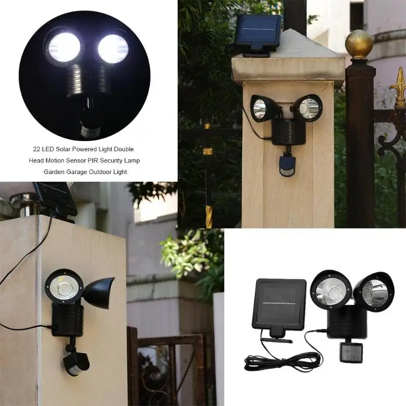Outdoor Waterproof Energy Saving Double Solar Lamp for Street Yard Home Garden 22 LED Solar Power PIR Motion Sensor Wall Light