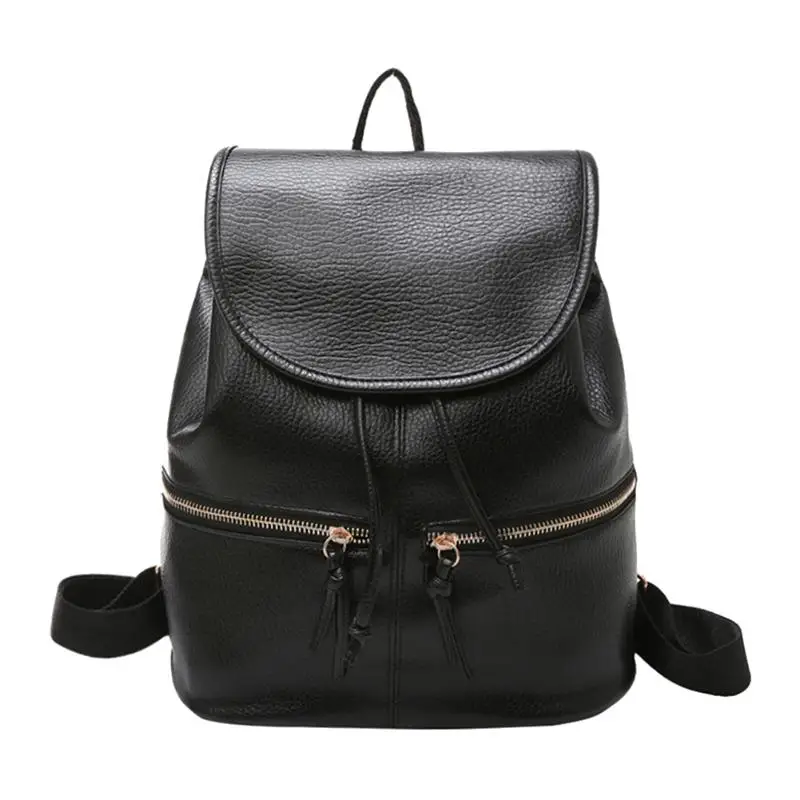 

Simple Fashion Women Soft PU Leather Backpack Drawstring Zipper Girls School Bag Shoulder Bag Ladies Casual Bags
