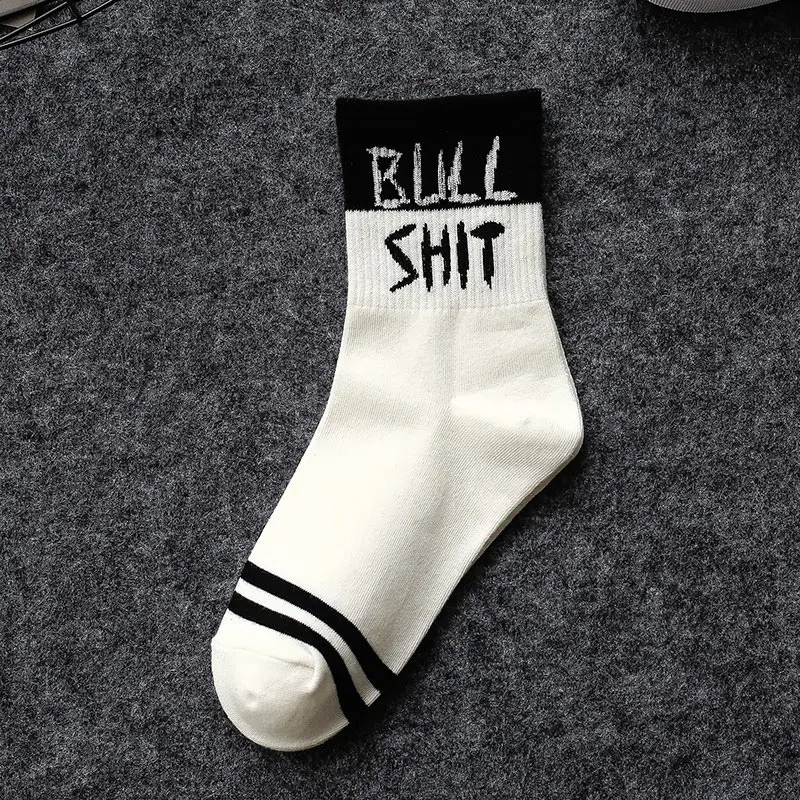 Unisex Harajuku Hip Hop Socks Woman Letter Printed Skateboard Socks Autumn Winter Streetwear Personality Funny Mid Tube Sock Men (8)
